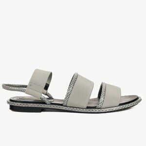 Balenciaga Grey Elastic Snakeskin-Embossed-Trim Slingback Sandals